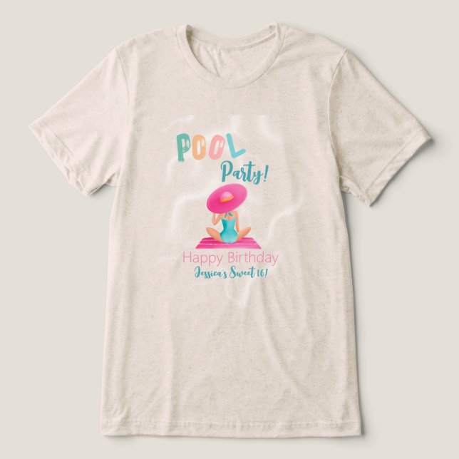 Camiseta Festa de Piscina de Verão Divertida Aquarela 16 (Design frontal)