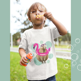 Camiseta Festa de piscina Fora Fúcil Capybara Rosa Flamingo