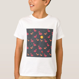 Camiseta festa de praia de flamingo de verão preto