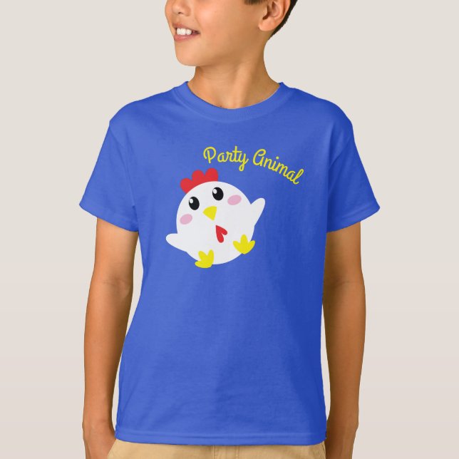 Camiseta Festa de primeiro aniversario de Fazendas de frang (Frente)