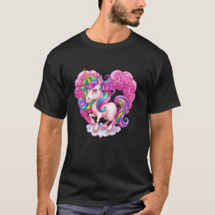 Camiseta Festa de Princesa Crianças Humor Coração Unicórnio