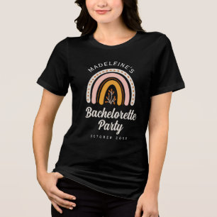 Camiseta Festa de solteira arco-íris Boho preta