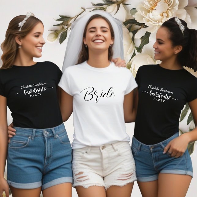 Camiseta Festa de solteira Branca E Negra (White Bachelorette Party T-Shirt)
