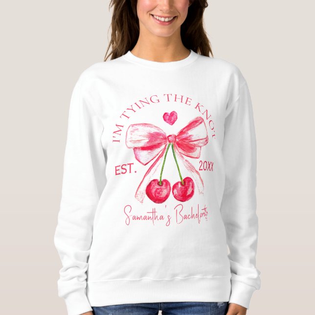 Camiseta Festa de Solteira Coquete Laço Rosa Cereja  (Frente)