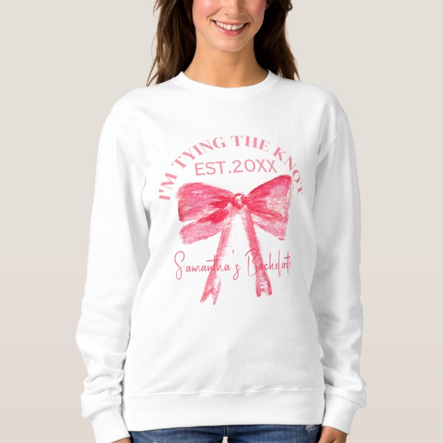 Camiseta Festa de Solteira Coquette Laço Rosa  (Frente)