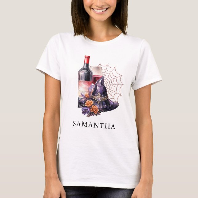 Camiseta Festa de solteira Gótica de Vinho de Bruxa (Frente)