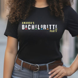 Camiseta Festa de Solteira Preta Colorida dos Anos 90 Retrô