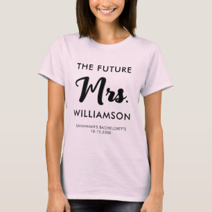 Camiseta Festa de solteira rosa do futuro negro Sra. Sobren