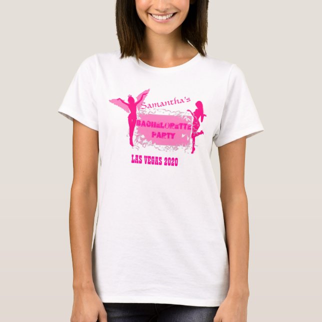 Camiseta Festa de solteira rosa personalizada (Frente)