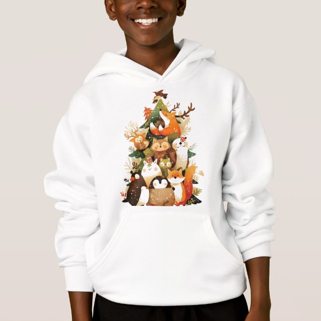 Camiseta Festa de Tambor de Animais da Floresta de Natal (Frente)