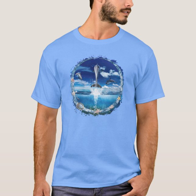 Camiseta Festa de transmissão de cardume de golfinhos (Frente)