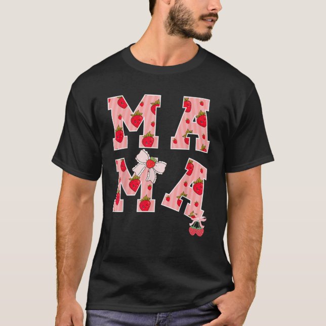 Camiseta Festa de um ano da mamãe morango divertida mãe Str (Frente)