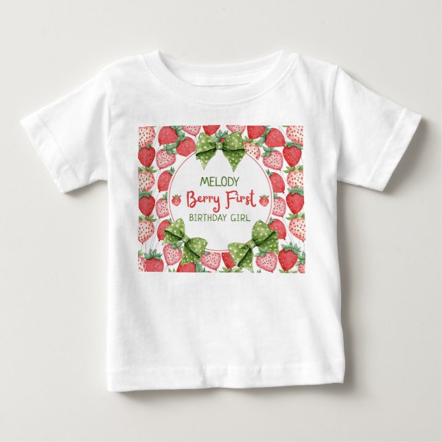Camiseta Festa de um ano de Berry com Morango (Frente)