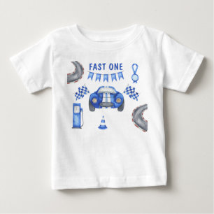 Camiseta Festa de um ano de carro de corrida