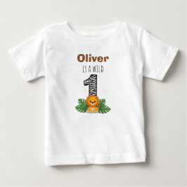Camiseta Festa de Um Ano do Leãozinho Safari Fofinho