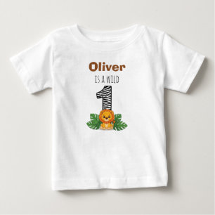 Camiseta Festa de Um Ano do Leãozinho Safari Fofinho