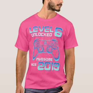 Camiseta Festa de Video Game Nível 6 Desbloqueado Aniversár
