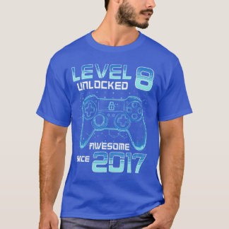 Camiseta Festa de Video Game Nível 8 Desbloqueado Aniversár