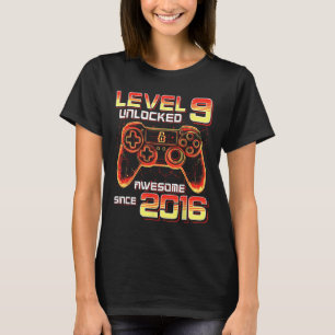 Camiseta Festa de Video Game Nível 9 Desbloqueado Aniversár