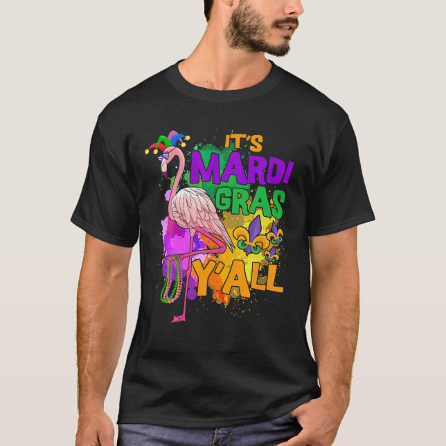 Camiseta Festa do Carnaval Encantada Idea Flamingo Mardi Gr (Frente)