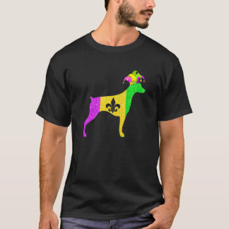 Camiseta Festa do Carnaval Mardi Gras Amante do Cão Doberma