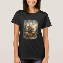 Camiseta Festa do Chá de Halloween do Pug Fantasmagórico em
