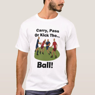Camiseta Festa do jogador de rugby carregar passar ou chuta