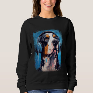 Camiseta Festa EDM Cachorro Montanhês Suíço Maior Fone de O