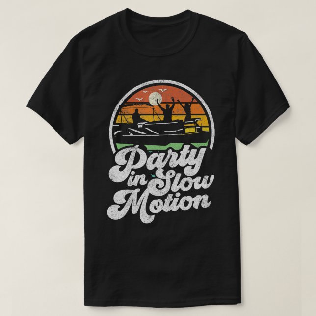 Camiseta Festa Em Movimento Lento Retro Barco Engraçado (Frente do Design)