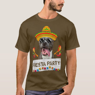 Camiseta Festa Engraçada Cão-Touro-Touro Vestindo Sol Sombr
