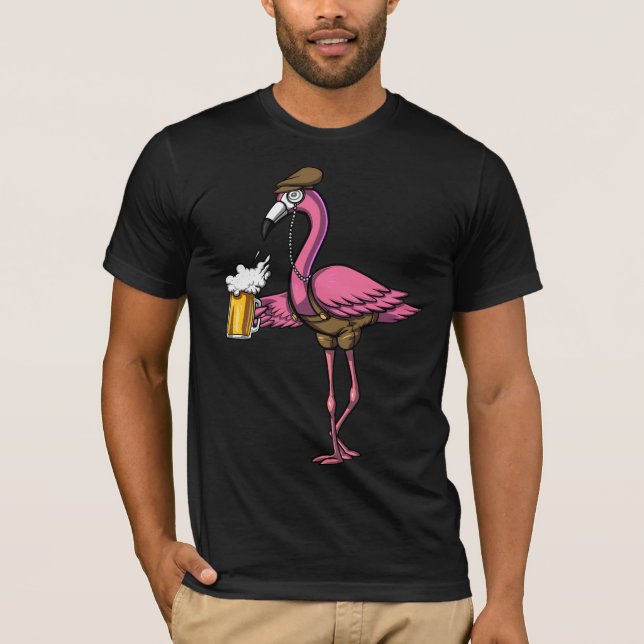Camiseta Festa Engraçada de Bebendo de Abelhas Flamingo (Frente)