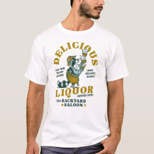 Camiseta Festa Engraçada de Bebendo de Álcool Panda Raccoon