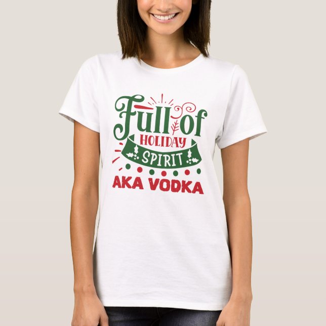 Camiseta festa engraçada de bebendo de Natal Vodka (Frente)