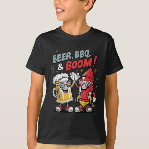 Camiseta Festa Engraçada de Boom de Churrasco de Cerveja