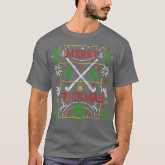 Camiseta Festa Engraçada de Hockey com Campo Feio de Natal