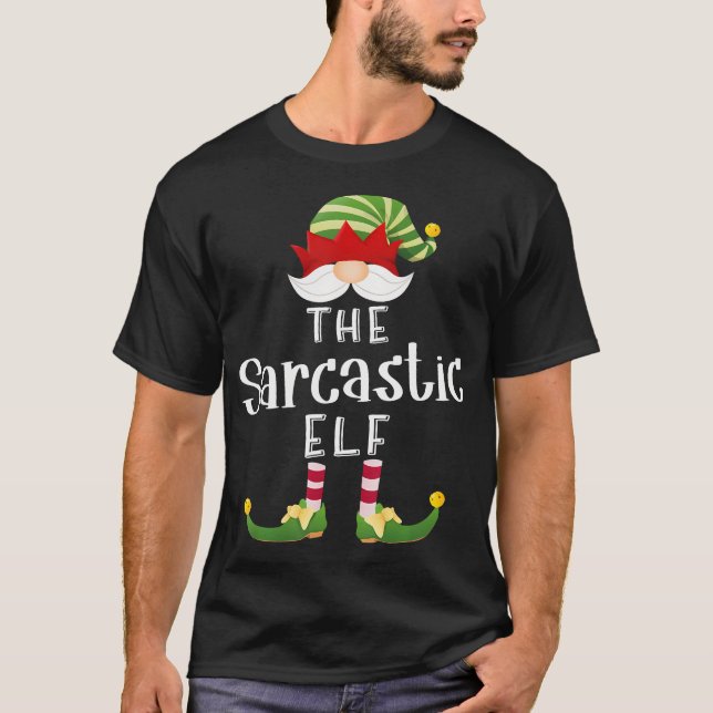 Camiseta Festa Engraçada de Natal do Grupo Elf Sarcastic (Frente)