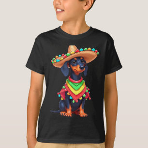 Camiseta festa engraçada do cão mexicano cinco de maio cach