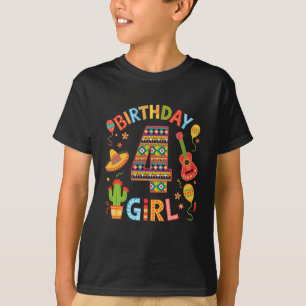 Camiseta Festa Engraçada Mexicana 4ª Rapariga de Aniversári