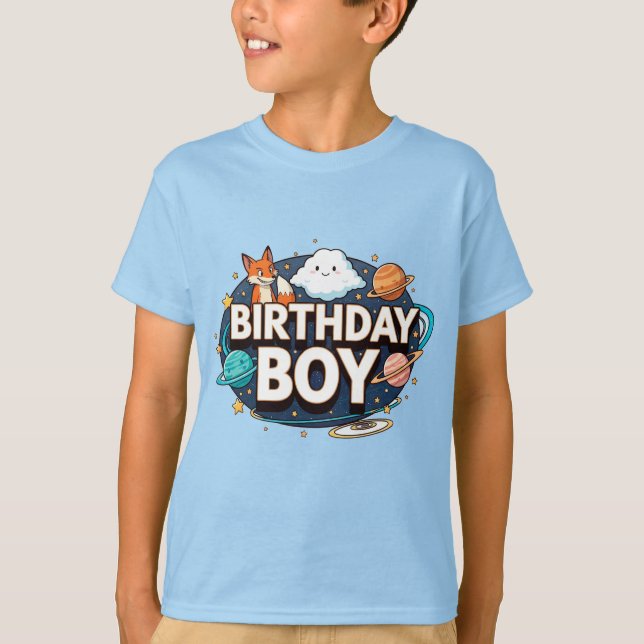 Camiseta Festa Espacial de Aniversário (Frente)