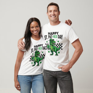 Camiseta Festa Feliz do Dia de St Pat-Rex Dinossauro