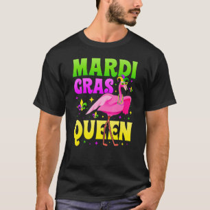 Camiseta Festa Flamingo Queen Mardi Gras Mask
