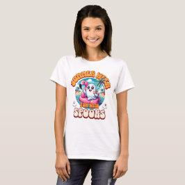 Camiseta Festa Flutuante de Flamingo Fantasma Fofo e Assust