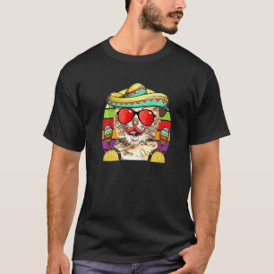 Camiseta Festa Gato Chapéu Tacos Maracas Cinco De Maio