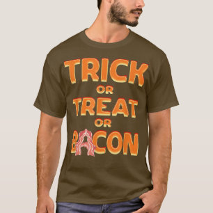 Camiseta Festa Halloween de Truque ou Tratar ou Bacon