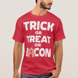 Camiseta Festa Halloween de Truque ou Tratar ou Bacon