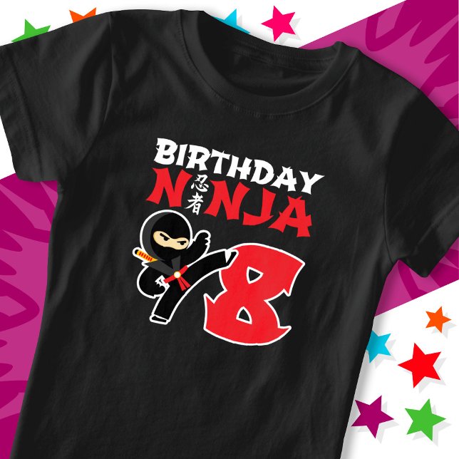 Camiseta Festa Karate Ninja, de 8 anos, oito anos, aniversá (Criador carregado)