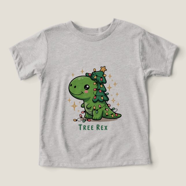 Camiseta Festa Leve de Dinossauro de Natal Rex (Design frontal)