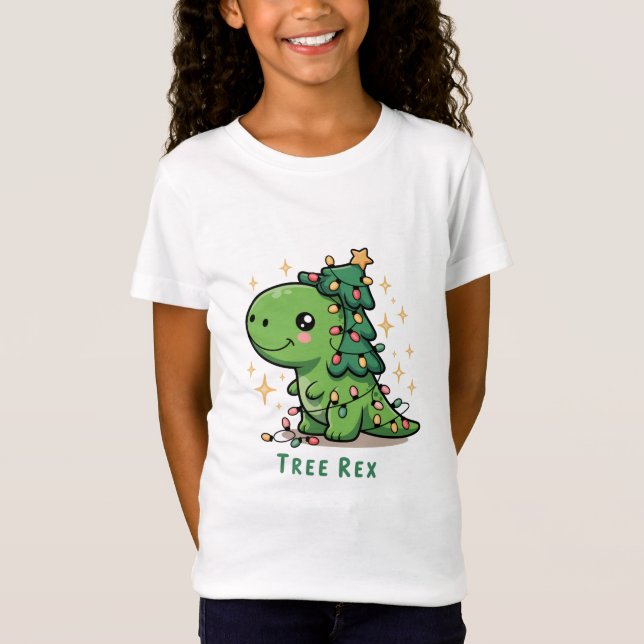 Camiseta Festa Leve de Dinossauro de Natal Rex (Frente)