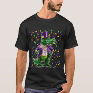 Camiseta Festa Madigator Mardi Gras Fantasia de Jacaré para
