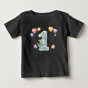 Camiseta Festa Mágica do Dragão – Bebê Menino Faz Um Ano